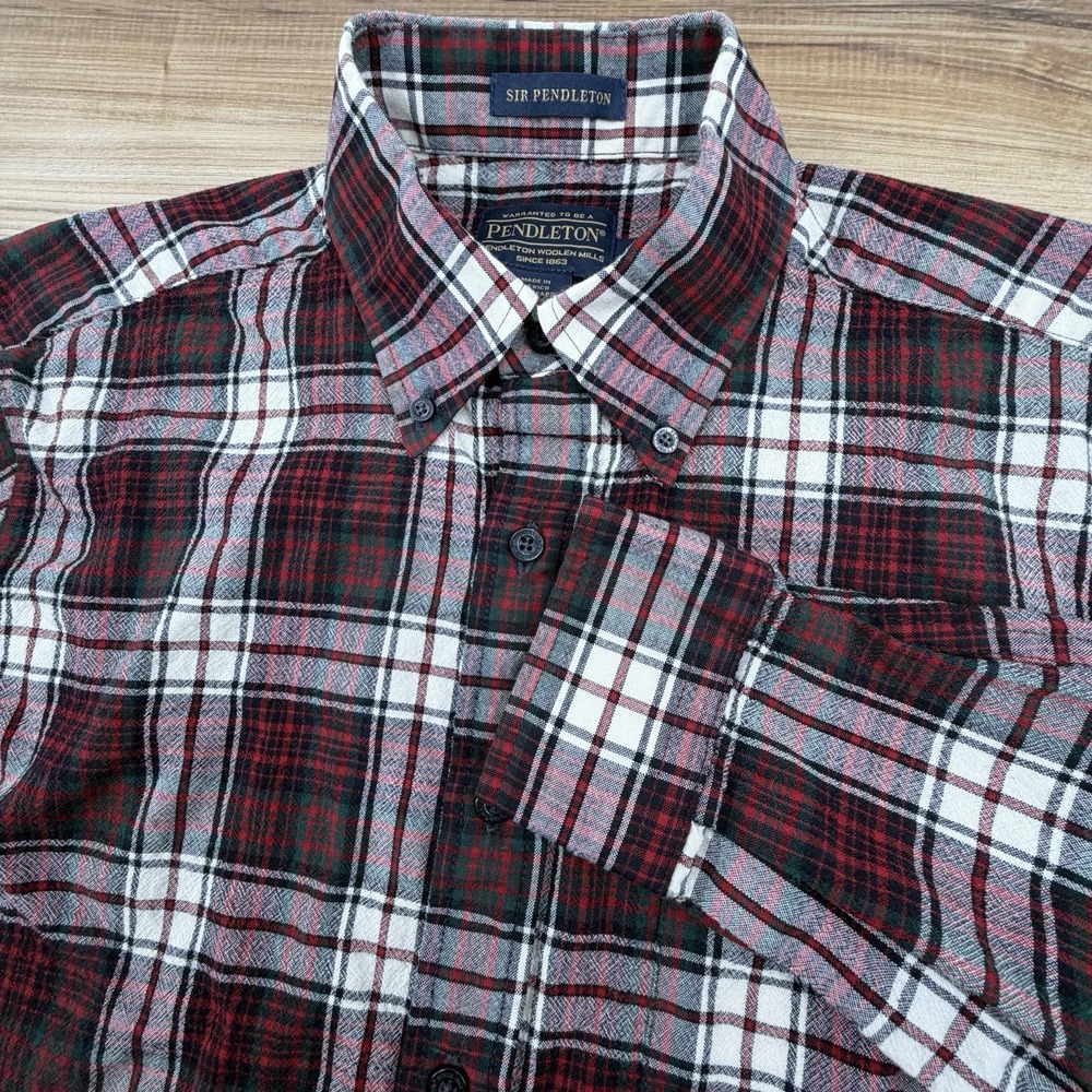 SIR‎ PENDLETON Men's M 100% Wool Button Down Shirt Plaid MACDONALD TARTAN